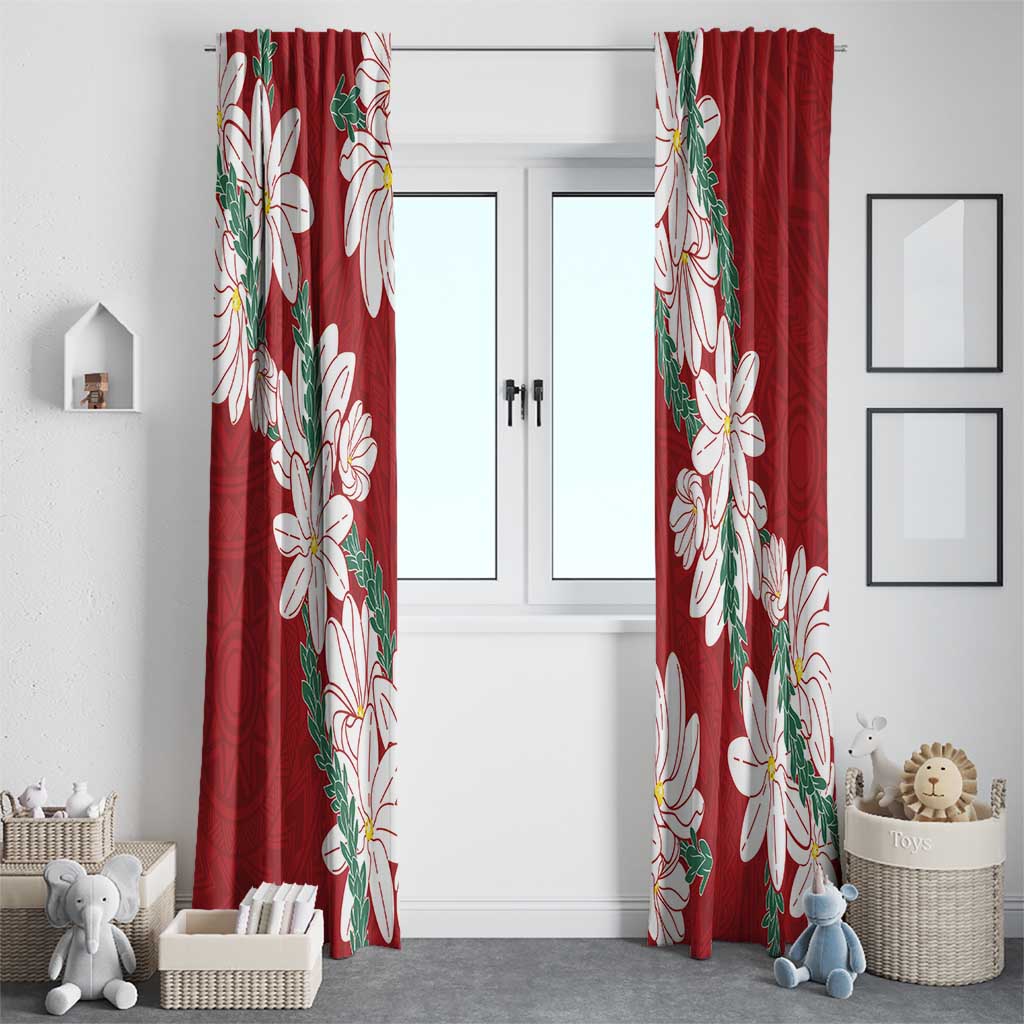 Ia Orana Tahiti Tiare Window Curtain Crimson Lei - Polynesian Pride