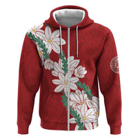 Ia Orana Tahiti Tiare Zip Hoodie Crimson Lei - Polynesian Pride