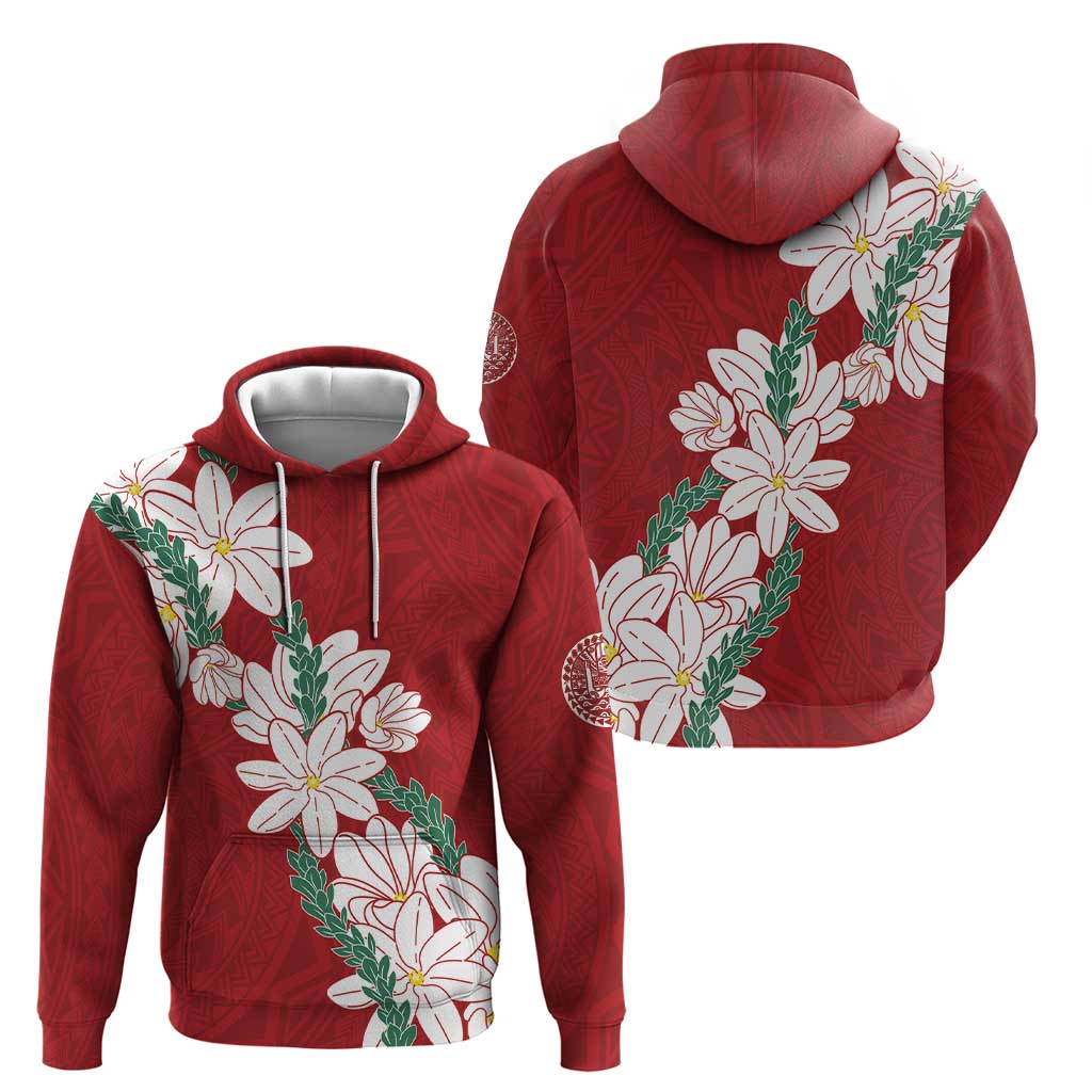 Ia Orana Tahiti Tiare Zip Hoodie Crimson Lei - Polynesian Pride