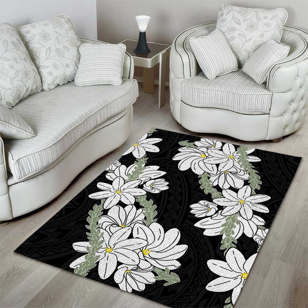 Ia Orana Tahiti Tiare Area Rug Black Lei - Polynesian Pride