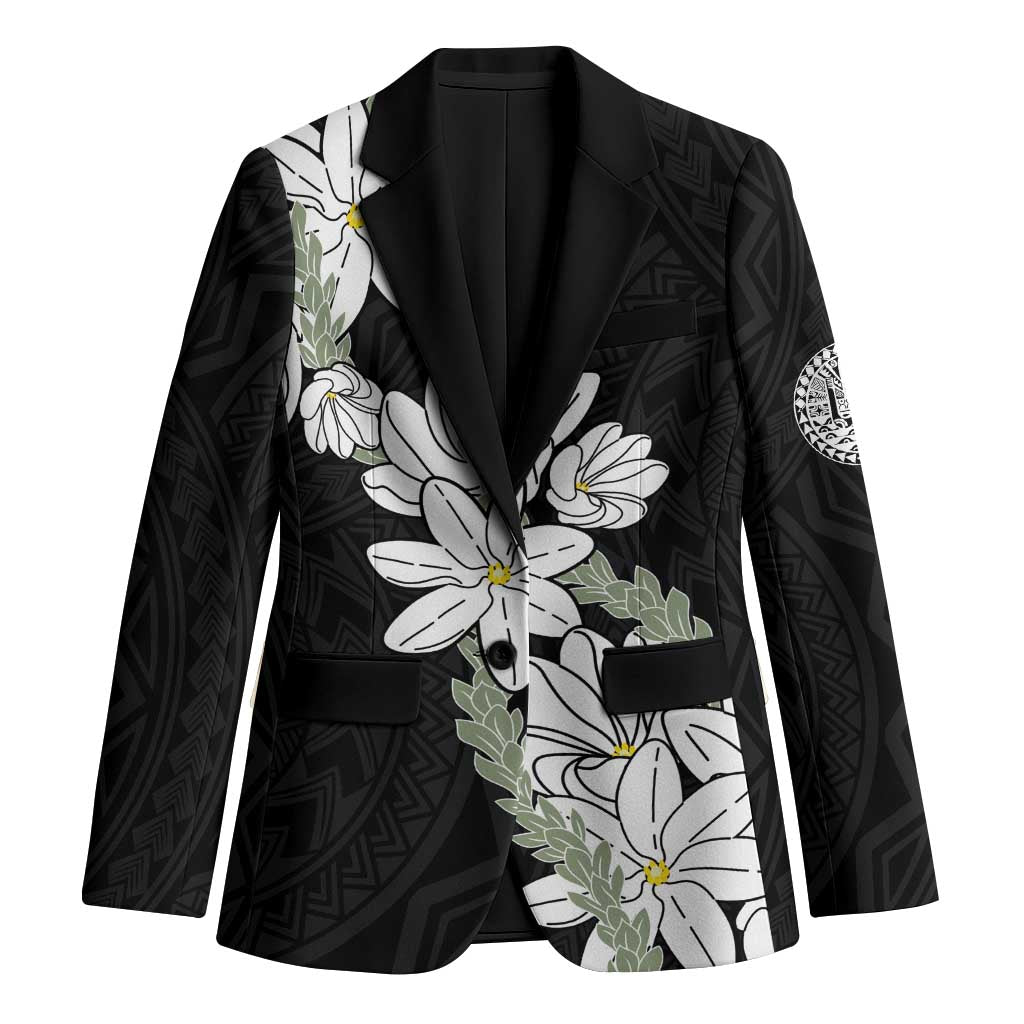 Ia Orana Tahiti Tiare Blazer Black Lei LT7 Unisex Black - Polynesian Pride
