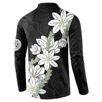 Ia Orana Tahiti Tiare Button Sweatshirt Black Lei LT7 - Polynesian Pride