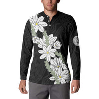 Ia Orana Tahiti Tiare Button Sweatshirt Black Lei LT7 - Polynesian Pride