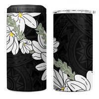 Ia Orana Tahiti Tiare 4 in 1 Can Cooler Tumbler Black Lei - Polynesian Pride