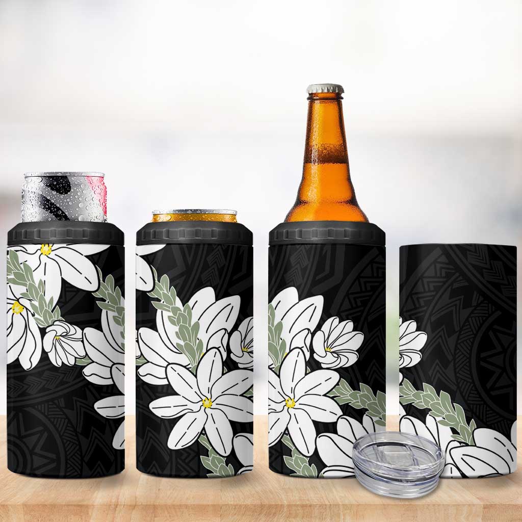 Ia Orana Tahiti Tiare 4 in 1 Can Cooler Tumbler Black Lei - Polynesian Pride