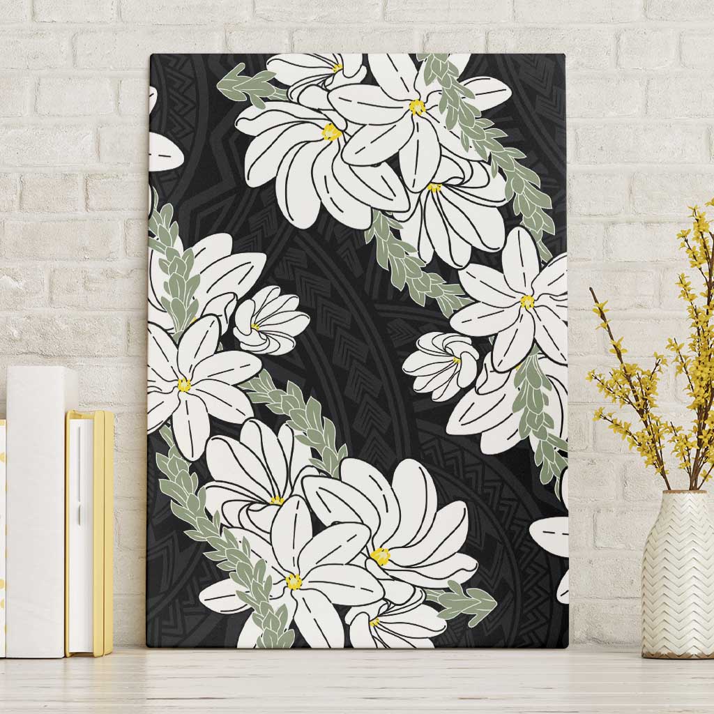 Ia Orana Tahiti Tiare Canvas Wall Art Black Lei LT7 Without Frame Black - Polynesian Pride