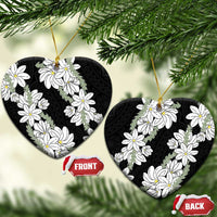 Ia Orana Tahiti Tiare Ceramic Ornament Black Lei LT7 Heart Black - Polynesian Pride