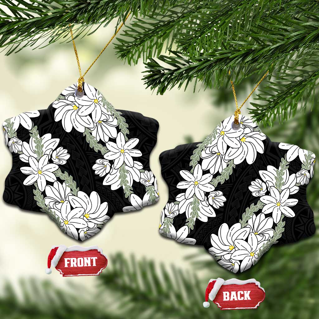 Ia Orana Tahiti Tiare Ceramic Ornament Black Lei LT7 Snow Flake Black - Polynesian Pride