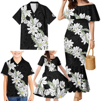 Ia Orana Tahiti Tiare Family Matching Mermaid Dress and Hawaiian Shirt Black Lei - Polynesian Pride