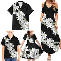 Ia Orana Tahiti Tiare Family Matching Summer Maxi Dress and Hawaiian Shirt Black Lei - Polynesian Pride