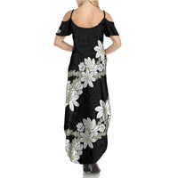 Ia Orana Tahiti Tiare Family Matching Summer Maxi Dress and Hawaiian Shirt Black Lei - Polynesian Pride