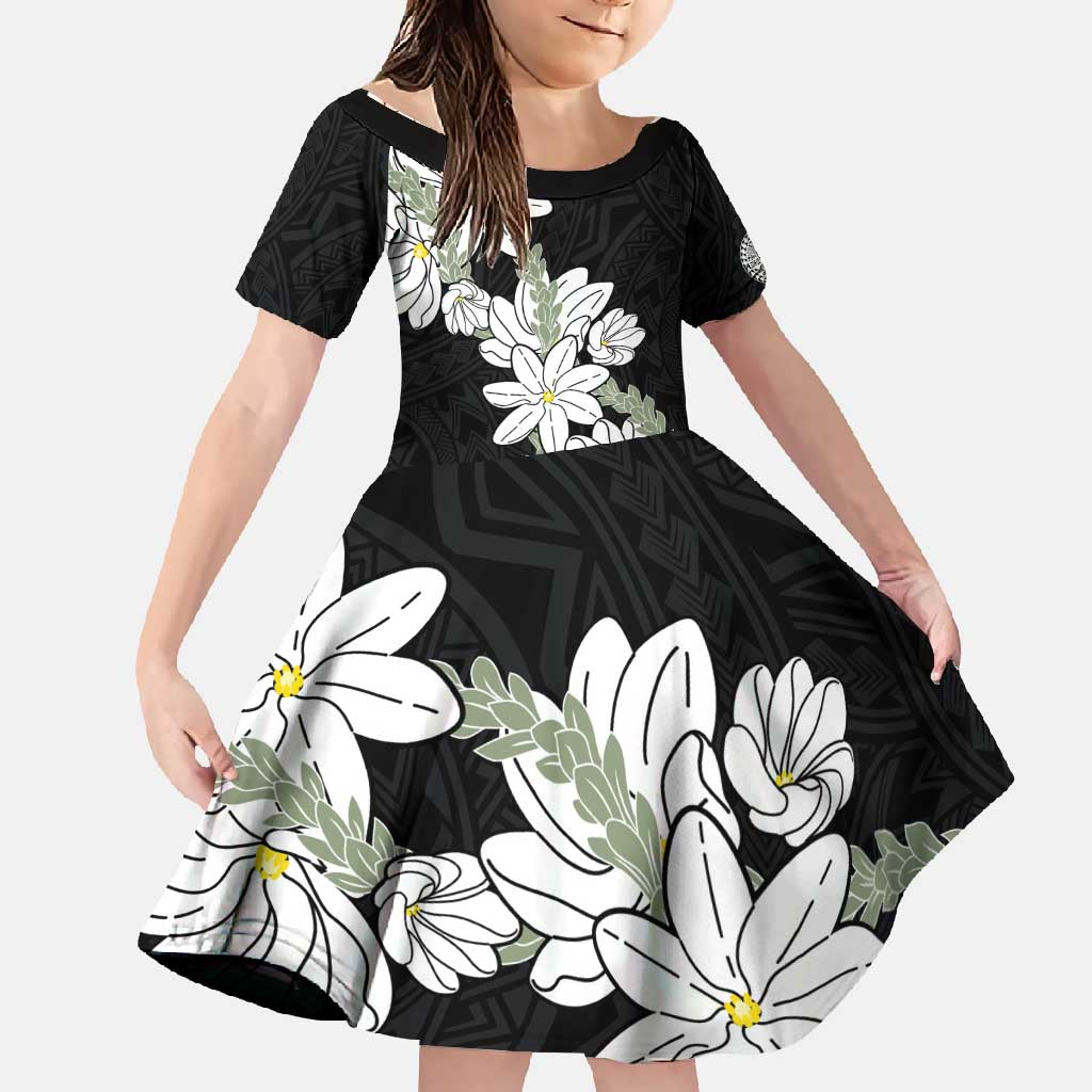 Ia Orana Tahiti Tiare Family Matching Tank Maxi Dress and Hawaiian Shirt Black Lei - Polynesian Pride