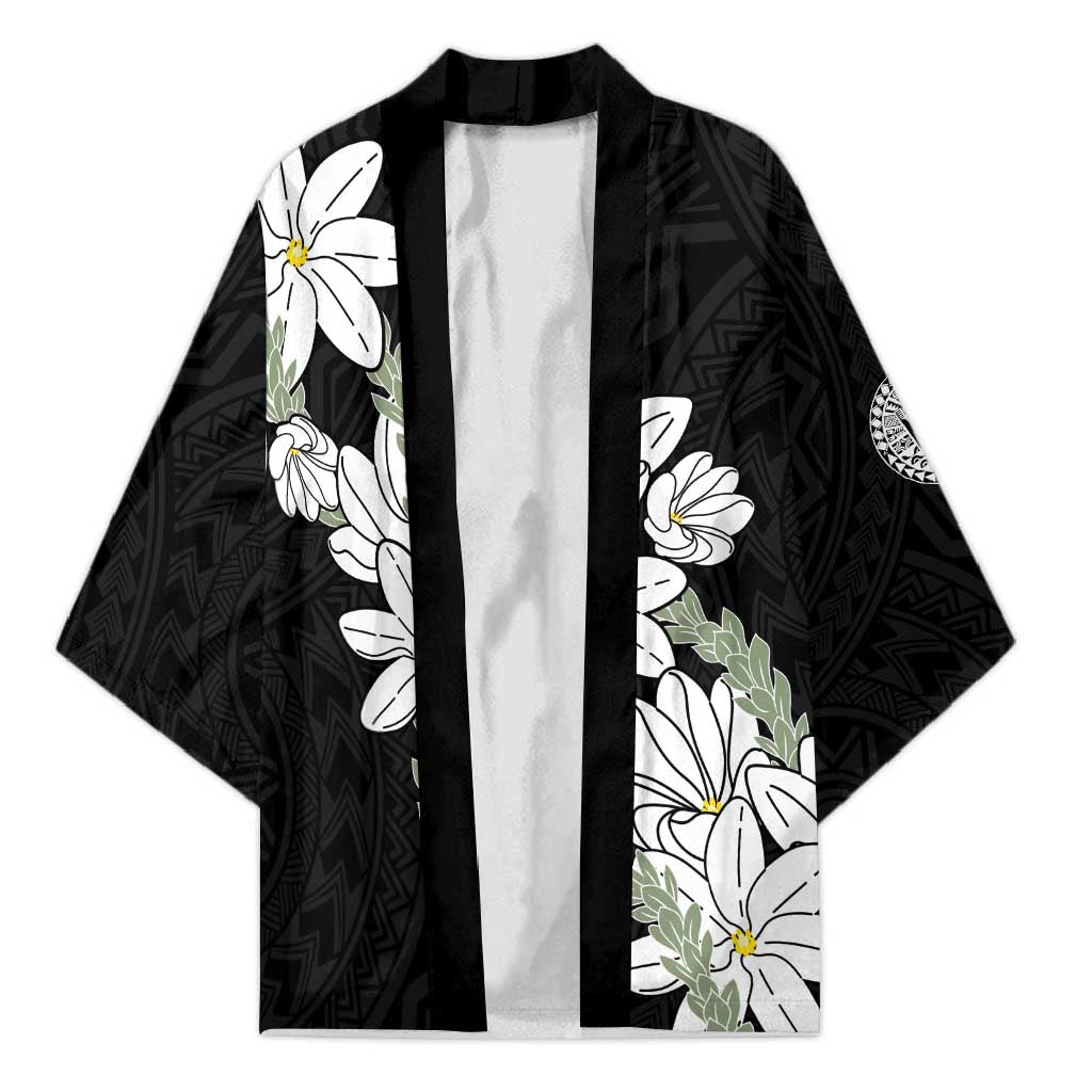 Ia Orana Tahiti Tiare Kimono Black Lei LT7 Unisex Black - Polynesian Pride