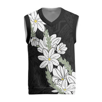 Ia Orana Tahiti Tiare Christmas Knitted V-Neck Vest Black Lei LT7 Black - Polynesian Pride