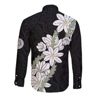 Ia Orana Tahiti Tiare Long Sleeve Button Shirt Black Lei - Polynesian Pride