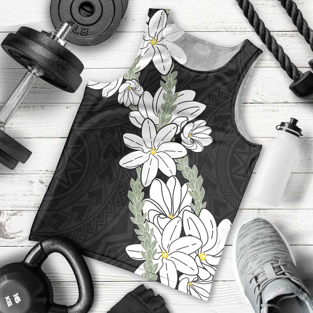 Ia Orana Tahiti Tiare Men Tank Top Black Lei - Polynesian Pride