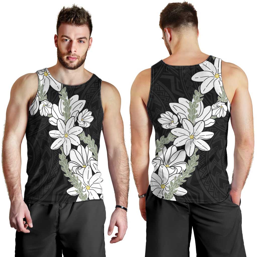 Ia Orana Tahiti Tiare Men Tank Top Black Lei - Polynesian Pride