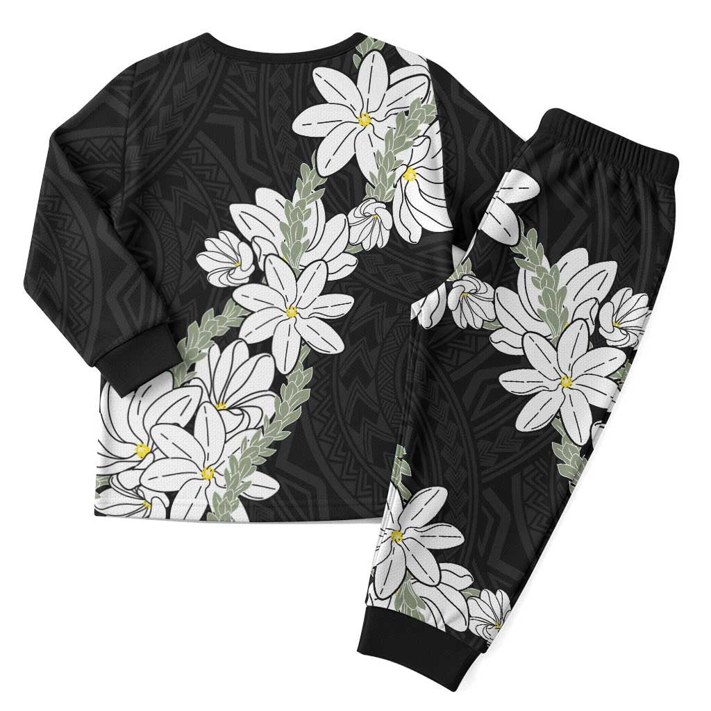 Ia Orana Tahiti Tiare Christmas Pajama Set Black Lei LT7 - Polynesian Pride