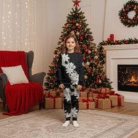 Ia Orana Tahiti Tiare Christmas Pajama Set Black Lei LT7 Kid Black - Polynesian Pride