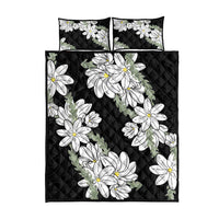 Ia Orana Tahiti Tiare Quilt Bed Set Black Lei - Polynesian Pride