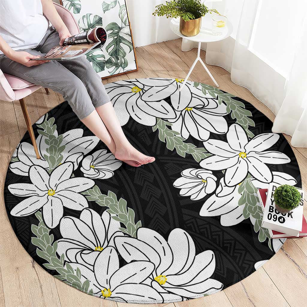 Ia Orana Tahiti Tiare Round Carpet Black Lei - Polynesian Pride