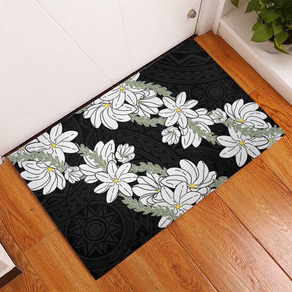 Ia Orana Tahiti Tiare Rubber Doormat Black Lei LT7 - Polynesian Pride