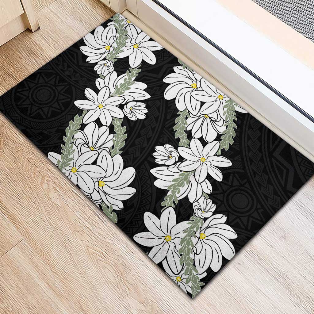 Ia Orana Tahiti Tiare Rubber Doormat Black Lei LT7 - Polynesian Pride