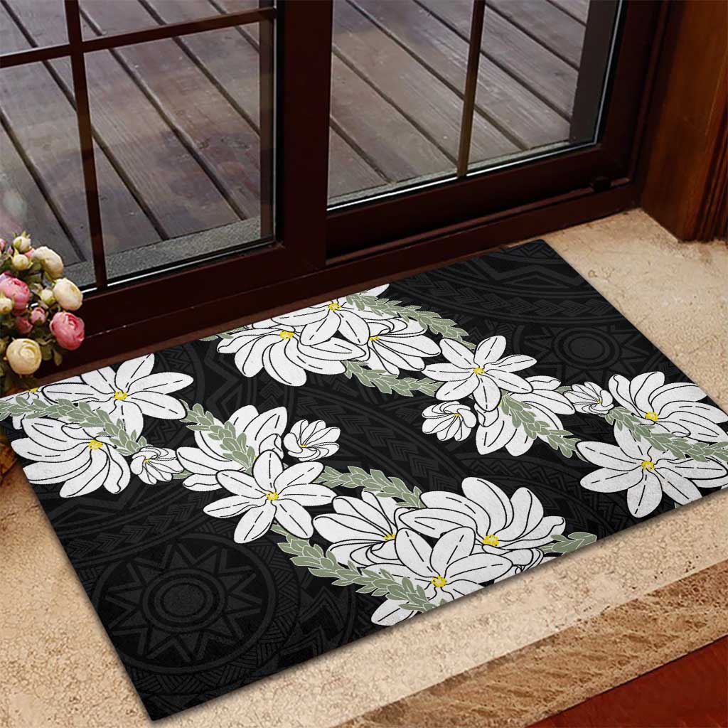 Ia Orana Tahiti Tiare Rubber Doormat Black Lei LT7 - Polynesian Pride