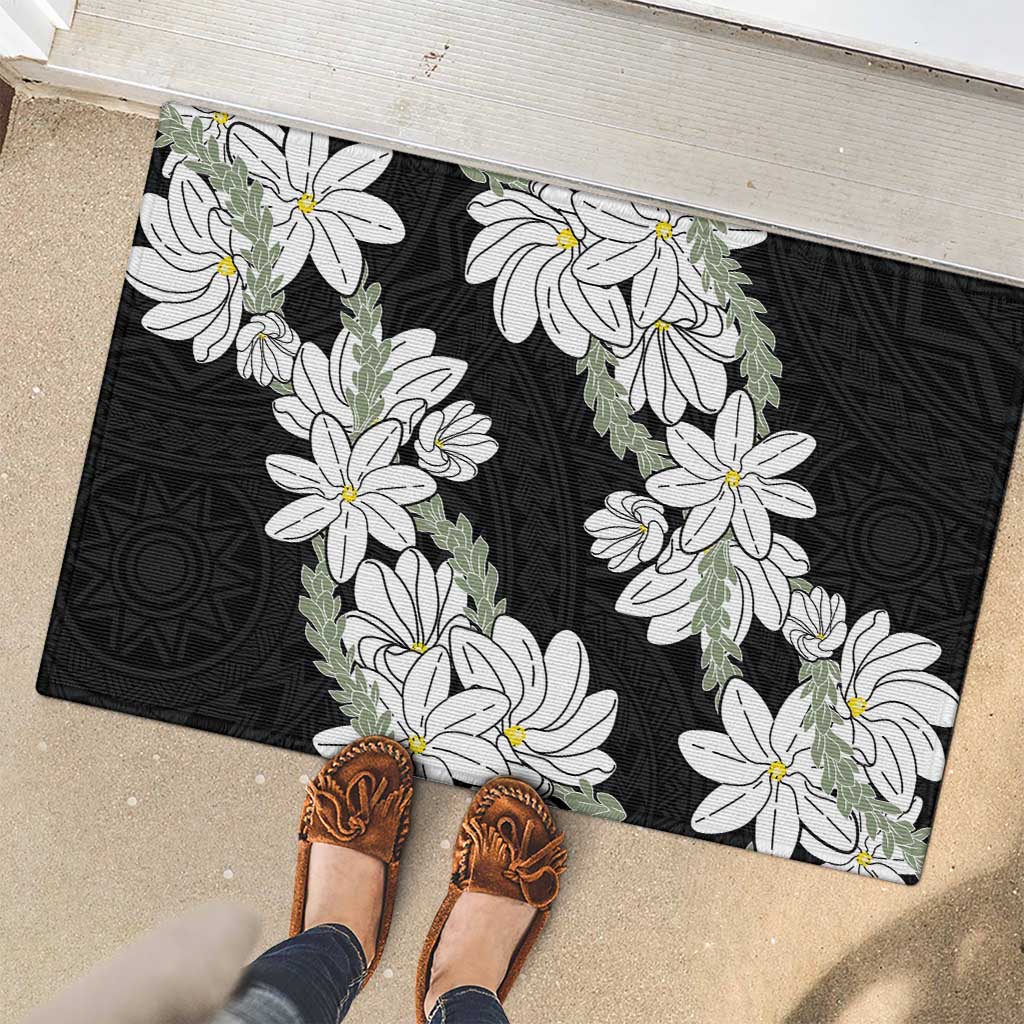 Ia Orana Tahiti Tiare Rubber Doormat Black Lei LT7 - Polynesian Pride