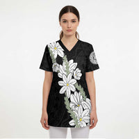 Ia Orana Tahiti Tiare Scrub Top Black Lei - Polynesian Pride
