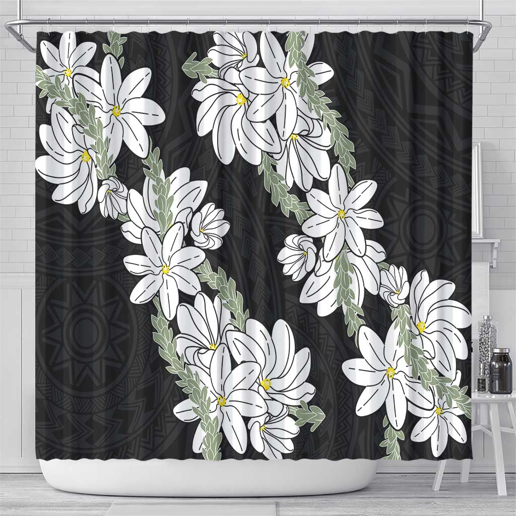 Ia Orana Tahiti Tiare Shower Curtain Black Lei - Polynesian Pride