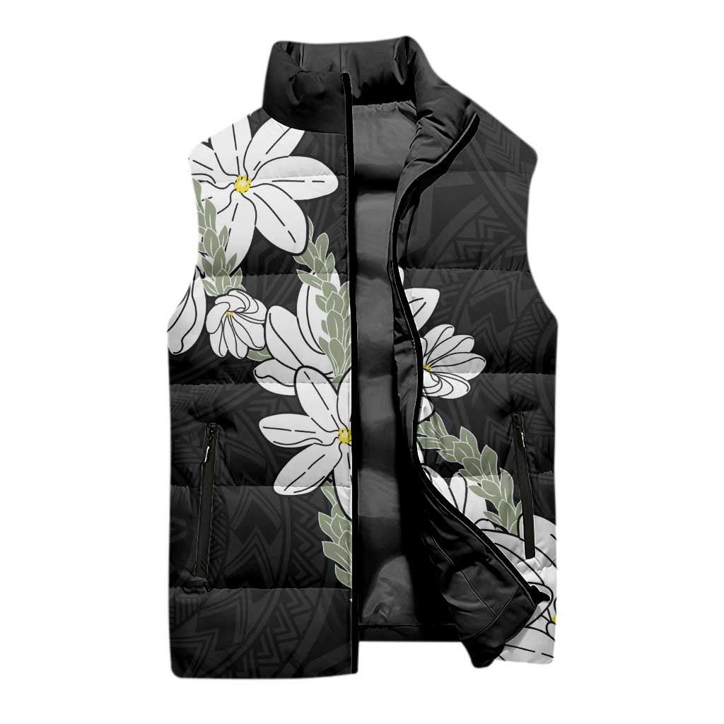 Ia Orana Tahiti Tiare Sleeveless Puffer Jacket Black Lei LT7 - Polynesian Pride