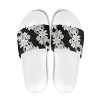 Ia Orana Tahiti Tiare Slide Sandals Black Lei LT7 Black - Polynesian Pride