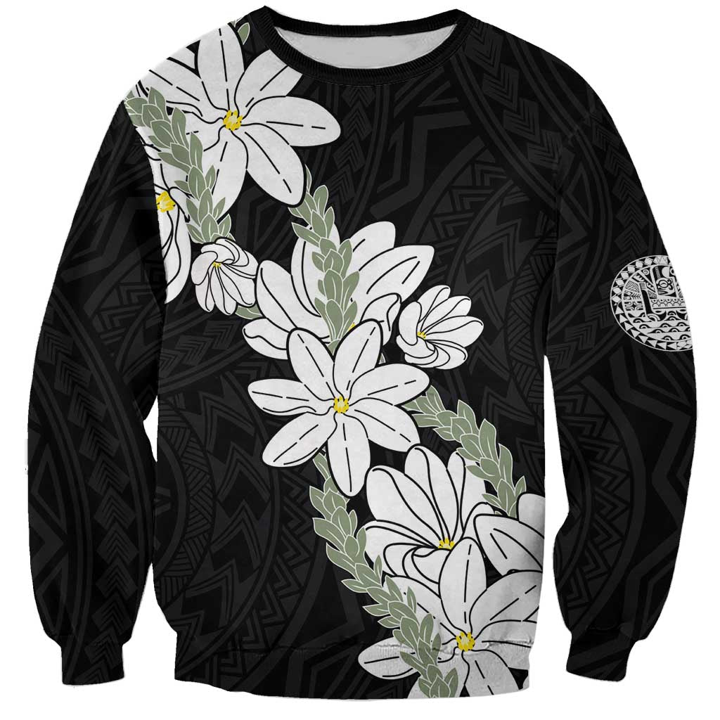 Ia Orana Tahiti Tiare Sweatshirt Black Lei LT7 Unisex Black - Polynesian Pride