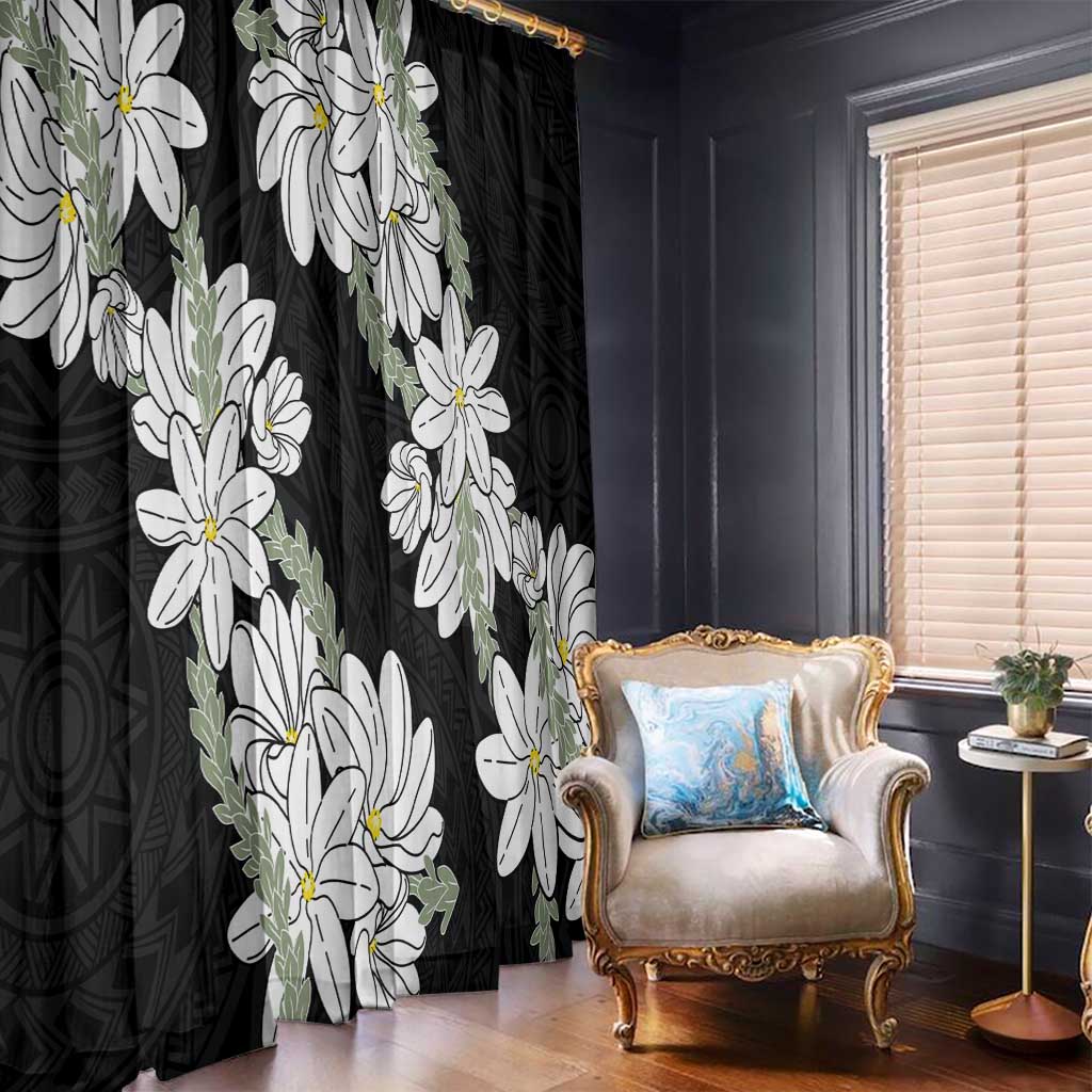 Ia Orana Tahiti Tiare Window Curtain Black Lei - Polynesian Pride