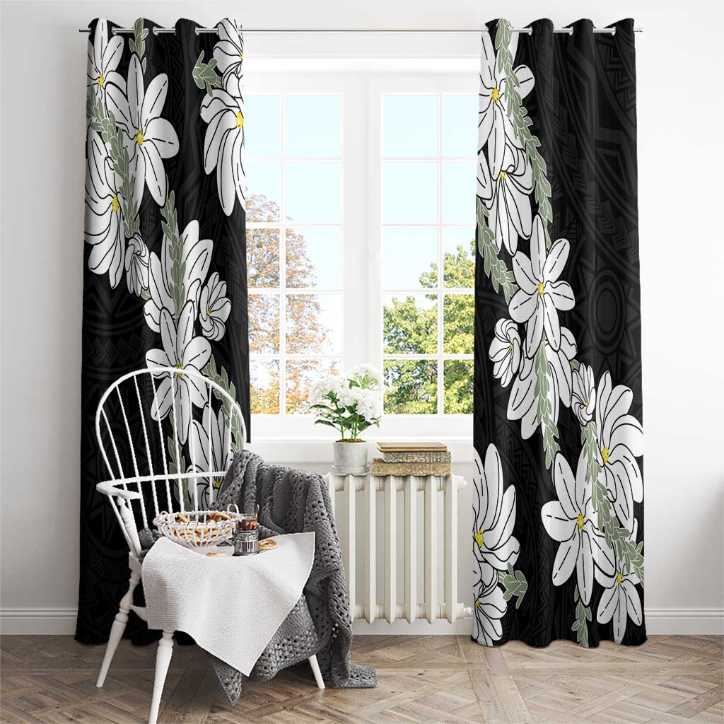 Ia Orana Tahiti Tiare Window Curtain Black Lei - Polynesian Pride