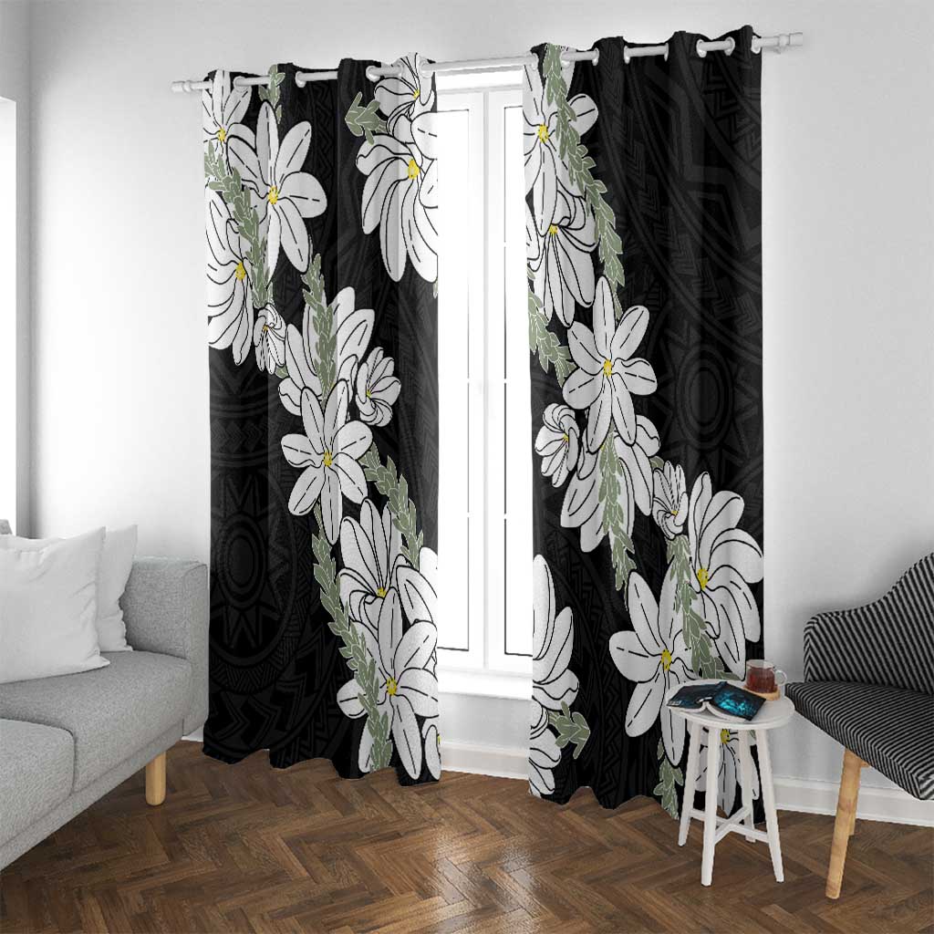 Ia Orana Tahiti Tiare Window Curtain Black Lei - Polynesian Pride