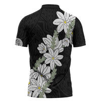 Ia Orana Tahiti Tiare Zipper Polo Shirt Black Lei LT7 - Polynesian Pride