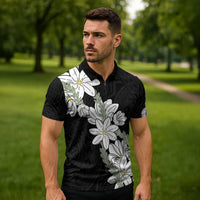 Ia Orana Tahiti Tiare Zipper Polo Shirt Black Lei LT7 - Polynesian Pride