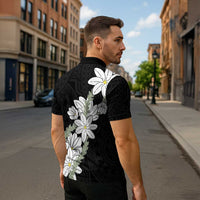Ia Orana Tahiti Tiare Zipper Polo Shirt Black Lei LT7 - Polynesian Pride