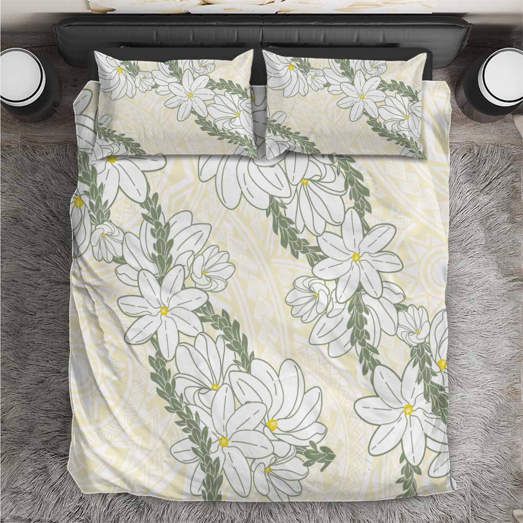 Ia Orana Tahiti Tiare Bedding Set Lemon Yellow Lei - Polynesian Pride