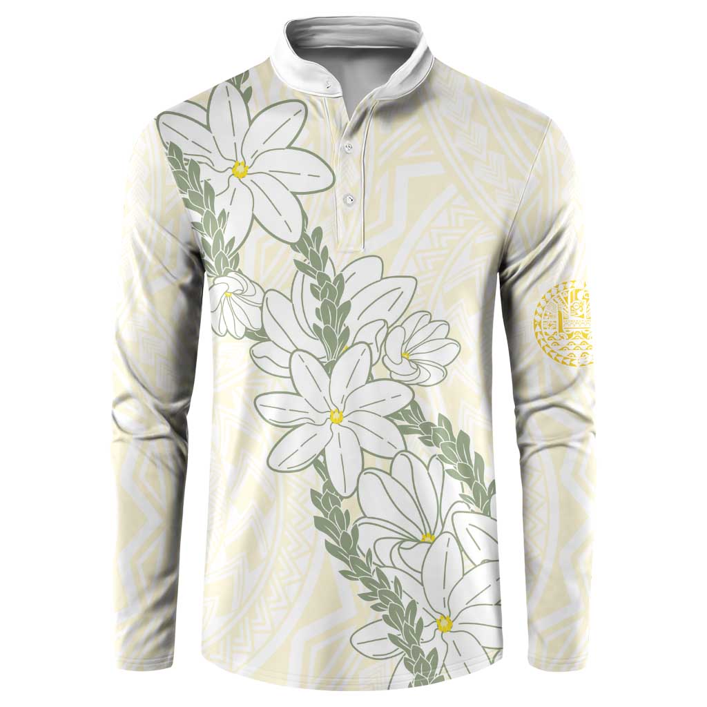 Ia Orana Tahiti Tiare Button Sweatshirt Lemon Yellow Lei LT7 Lemon - Polynesian Pride