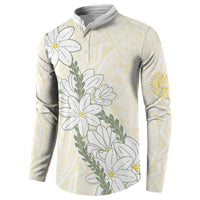 Ia Orana Tahiti Tiare Button Sweatshirt Lemon Yellow Lei LT7 - Polynesian Pride