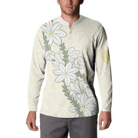 Ia Orana Tahiti Tiare Button Sweatshirt Lemon Yellow Lei LT7 - Polynesian Pride