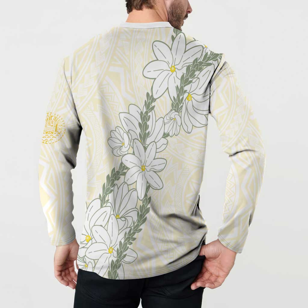 Ia Orana Tahiti Tiare Button Sweatshirt Lemon Yellow Lei LT7 - Polynesian Pride