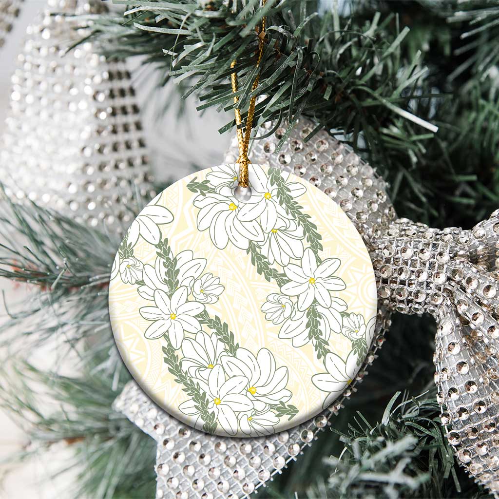 Ia Orana Tahiti Tiare Ceramic Ornament Lemon Yellow Lei LT7 - Polynesian Pride