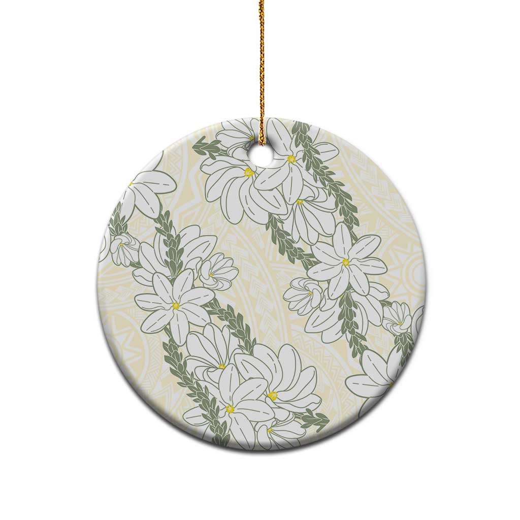 Ia Orana Tahiti Tiare Ceramic Ornament Lemon Yellow Lei LT7 - Polynesian Pride