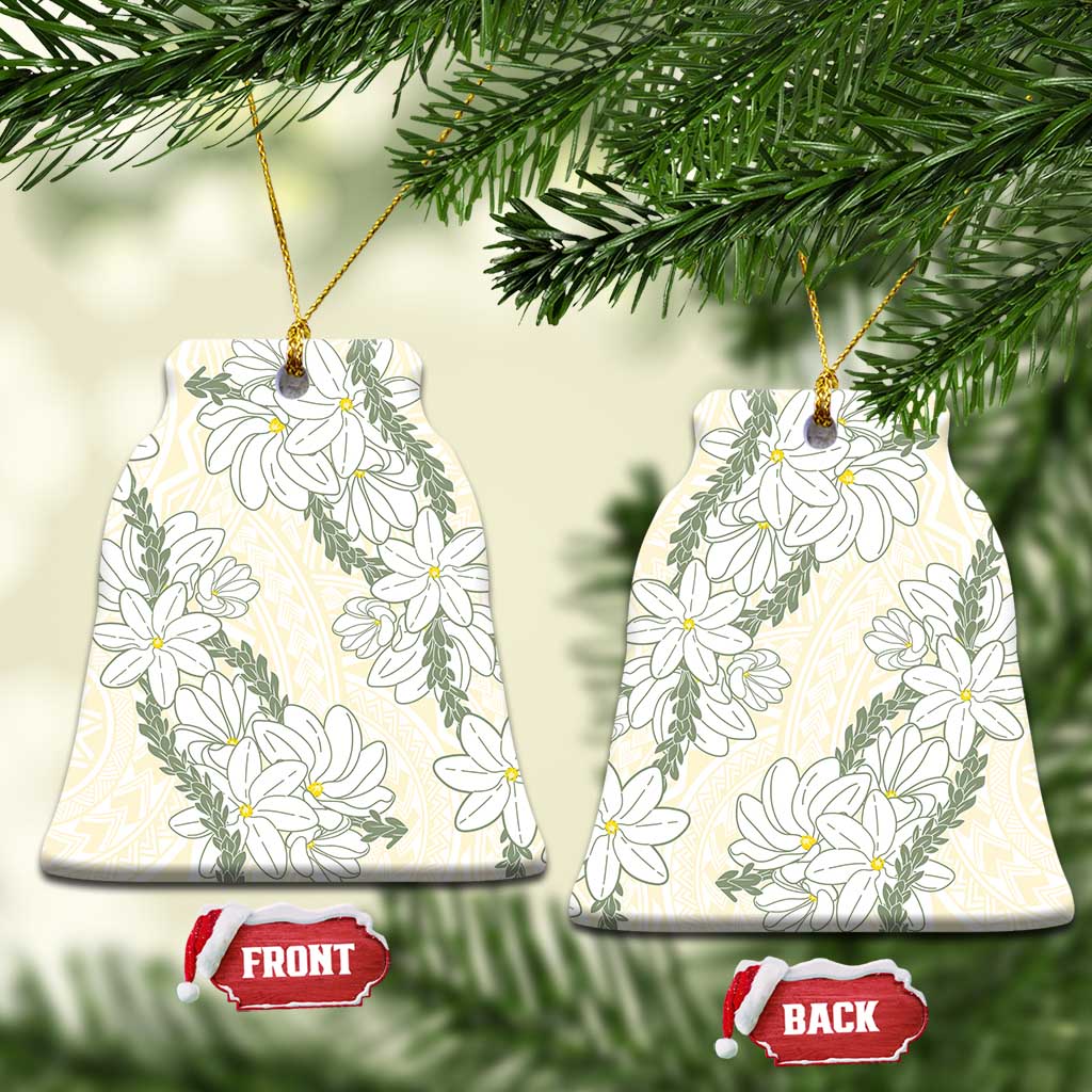 Ia Orana Tahiti Tiare Ceramic Ornament Lemon Yellow Lei LT7 Bell Flake Lemon - Polynesian Pride