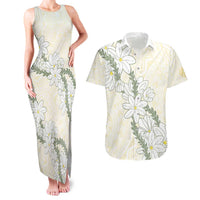 Ia Orana Tahiti Tiare Couples Matching Tank Maxi Dress and Hawaiian Shirt Lemon Yellow Lei - Polynesian Pride
