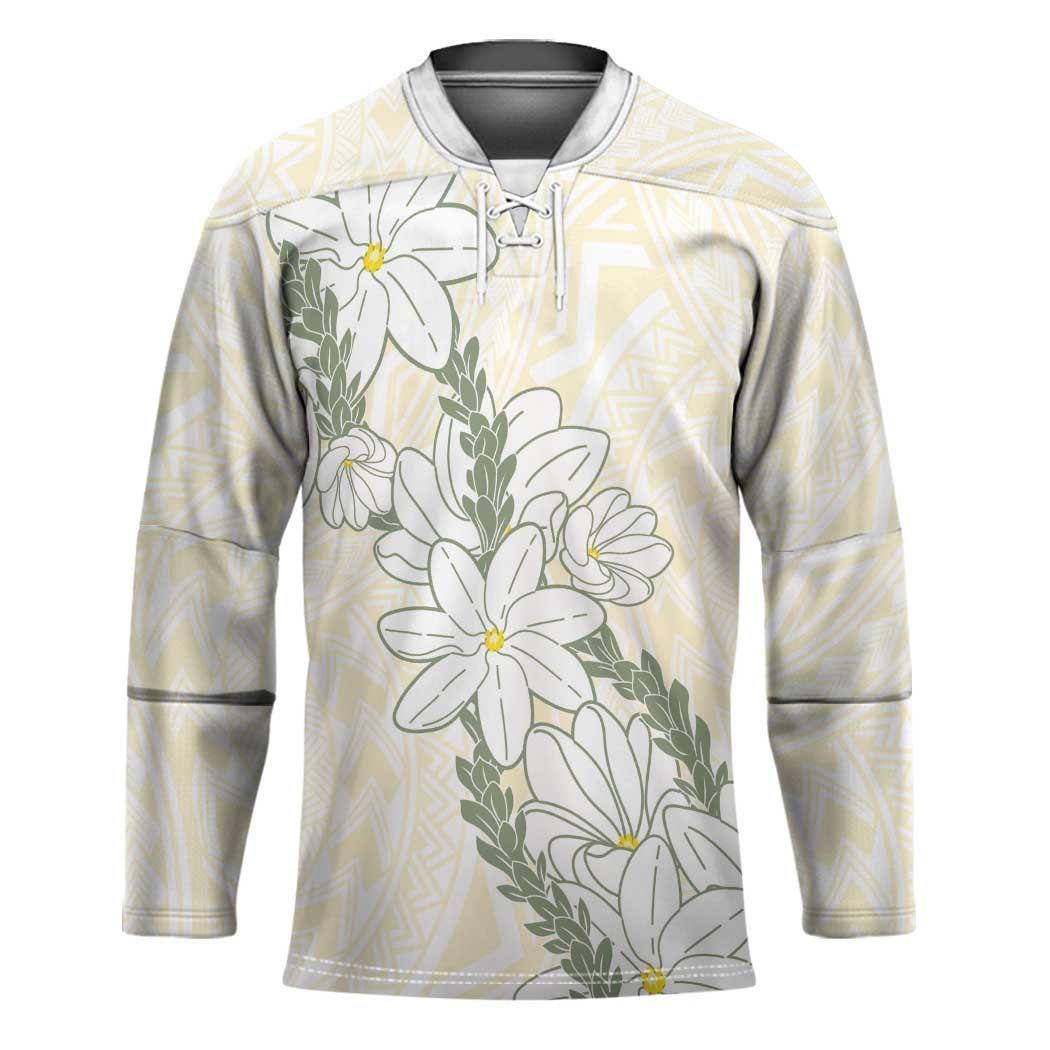 Ia Orana Tahiti Tiare Hockey Jersey Lemon Yellow Lei - Polynesian Pride